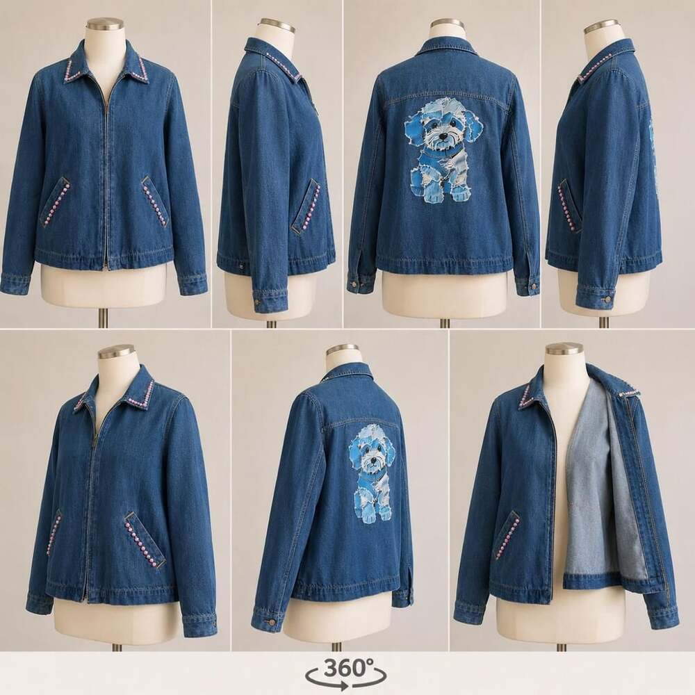 Doglover Blue Denim Jacket with Dog Graphic